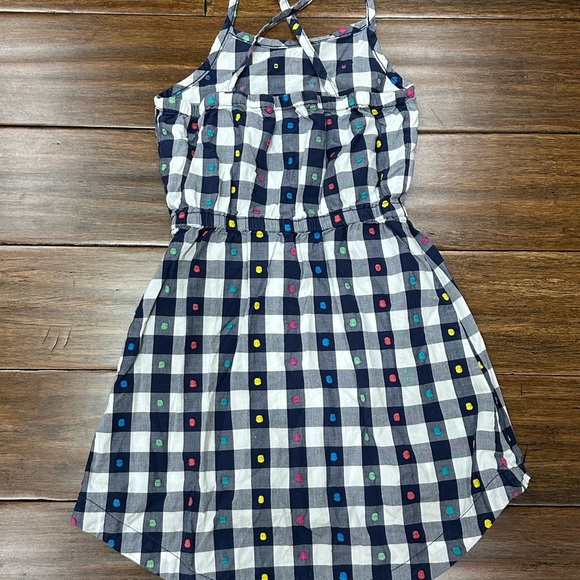 Hanna Andersson Blue and White gingham High-Low Tie Front Sundress size 110 - Picture 3 of 6